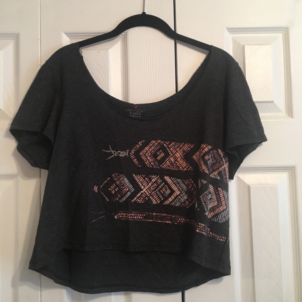 Grey Geometric Crop Top